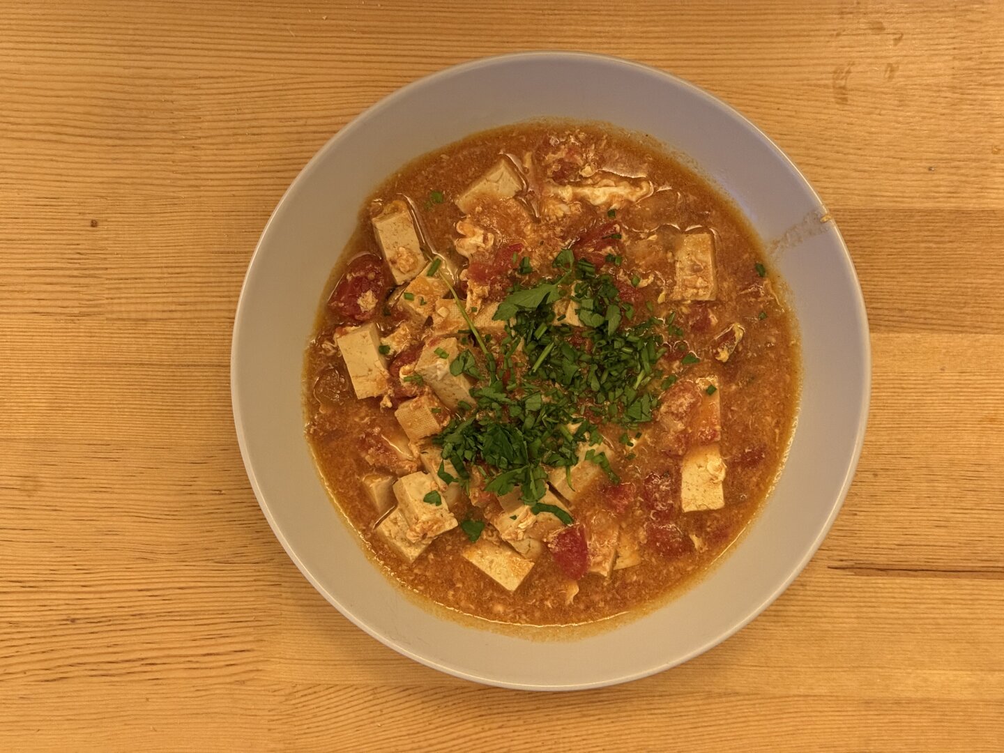 Full size image for Tofu and tomato egg drop soup.